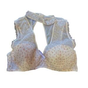NWT Victoria’s Secret High Neckline Embroidered Star Mesh Bra Underwire Size L